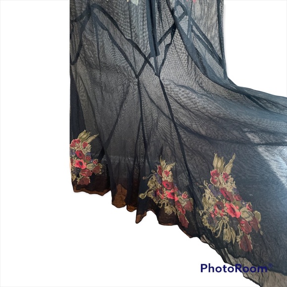 ASOS Maxi Mesh Evening Gown Dramatic Floral Print Bias Cut Trumpet Skirt 16 - Picture 4 of 7